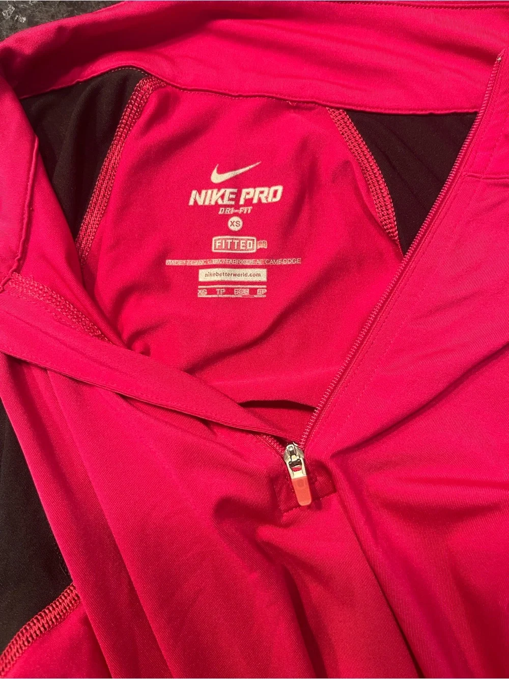 Nike Pro Dri-FIT Women’s Pink Black 1/4 Zip Athletic Running Top XS